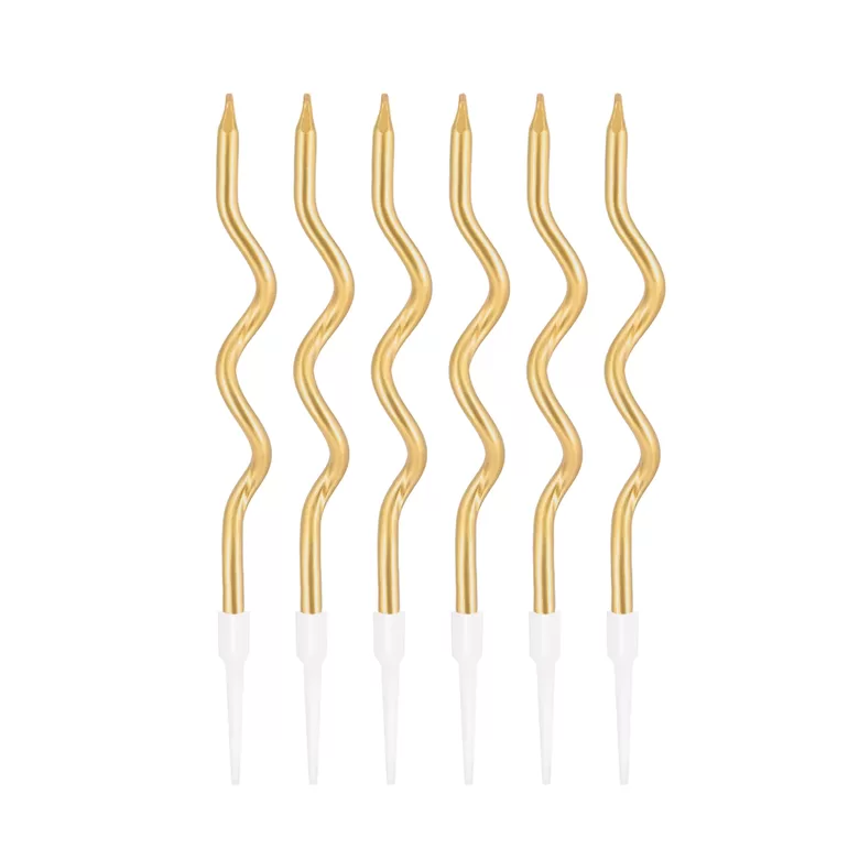 Auksinės spiralės gimtadienio žvakutės, 6 vnt., 12,5 cm