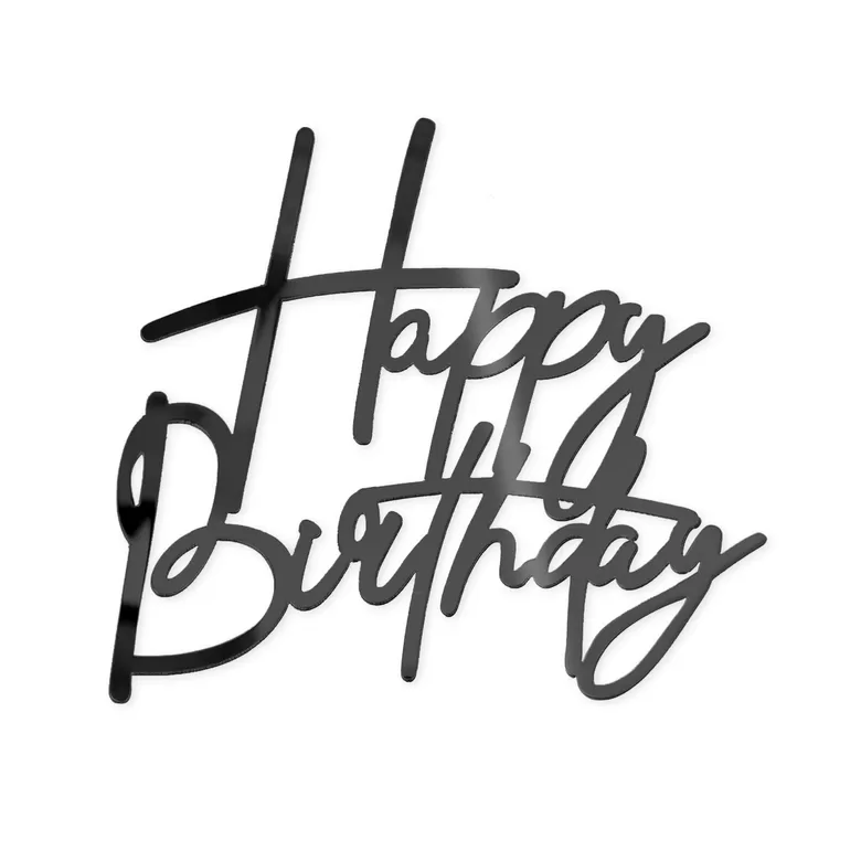 Torto papuošimas gimtadieniui, juodas, akrilas, 12,5 x 12 cm