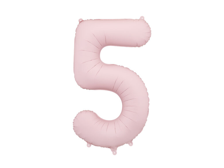 Matinis folinis balionas skaičius „5“, 86 cm, šviesiai rožinis