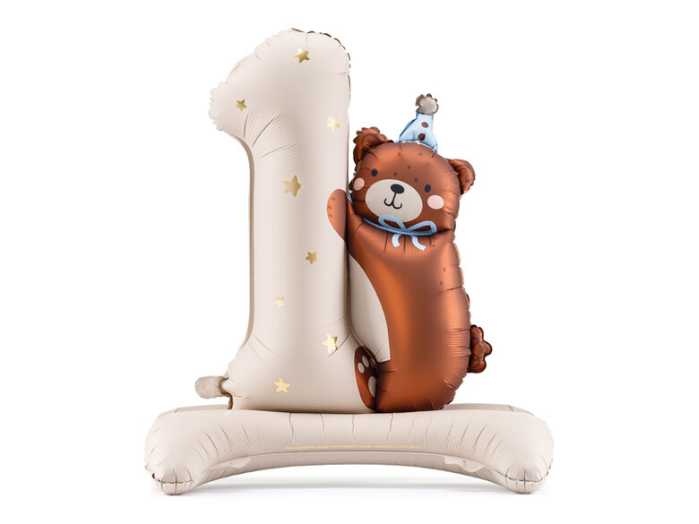 FOLINIS BALIONAS „SKAIČIUS 1 SU MEŠKIUKU“, 81 × 72 cm