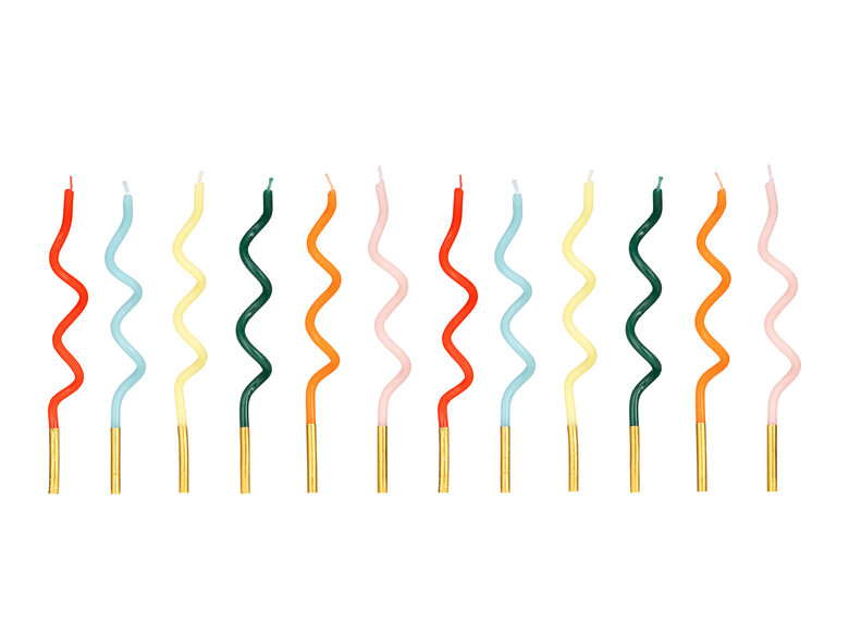 Torto žvakutės „Vaivorykštės spiralės“, 14 cm, 12 vnt.