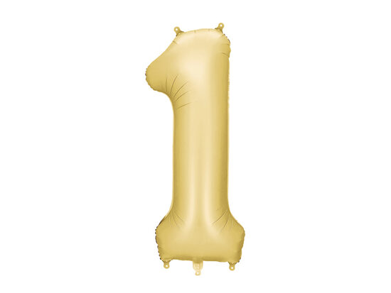 Satininis folinis balionas skaičius „1“, 86 cm, auksinis