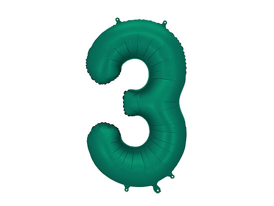 Folinis balionas-skaičius „3“, tamsiai žalios (butelio žalios) spalvos.