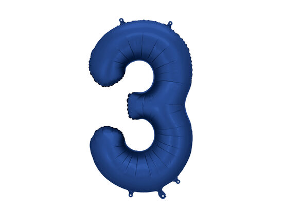Folinis balionas skaičius "3" (86 cm, mėlynos spalvos)