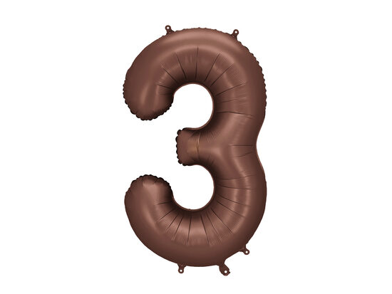 Folinis balionas skaičius "3" (86 cm, rudos spalvos)