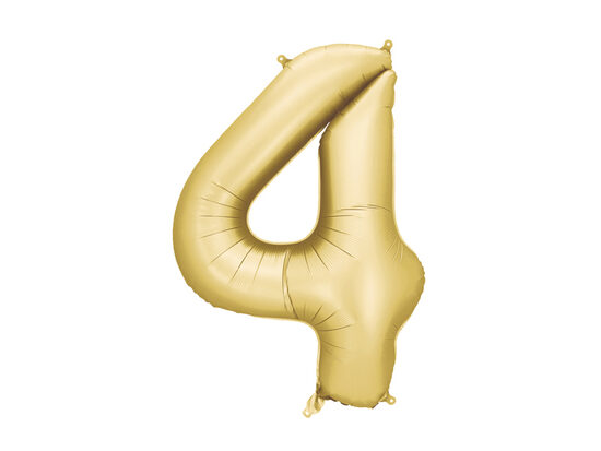 Satininis folinis balionas skaičius „4“, 86 cm, auksinis