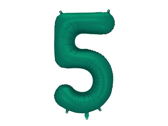 Folinis balionas-skaičius „5“, tamsiai žalios (butelio žalios) spalvos.