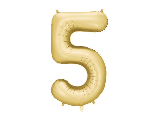 Satininis folinis balionas skaičius „5“, 86 cm, auksinis