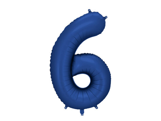 Folinis balionas skaičius "6" (86 cm, mėlynos spalvos)