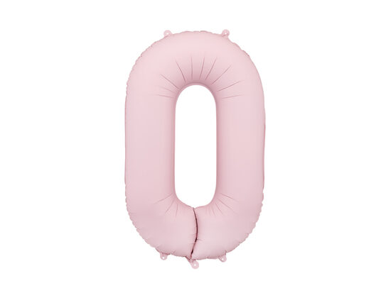 Matinis folinis balionas skaičius „0“, 86 cm, šviesiai rožinis