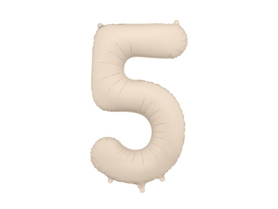 Folinis balionas skaičius "5" (86 cm, kreminės spalvos)
