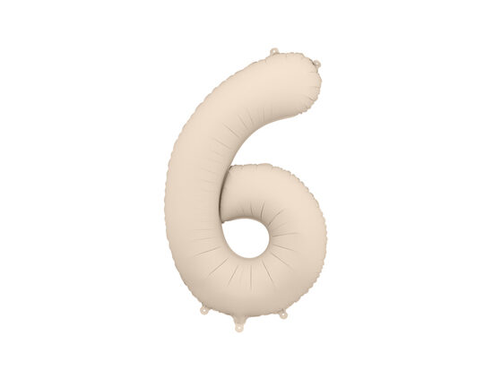 Folinis balionas skaičius "6" (86 cm, smėlio spalvos)