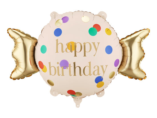 Folinis balionas saldainis „Happy Birthday“ 61 cm