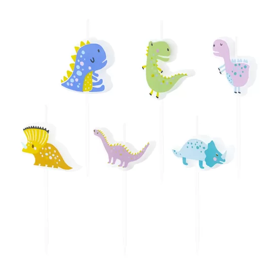 Gimtadienio žvakutės „Dinozaurai“, 6 vnt. rinkinys