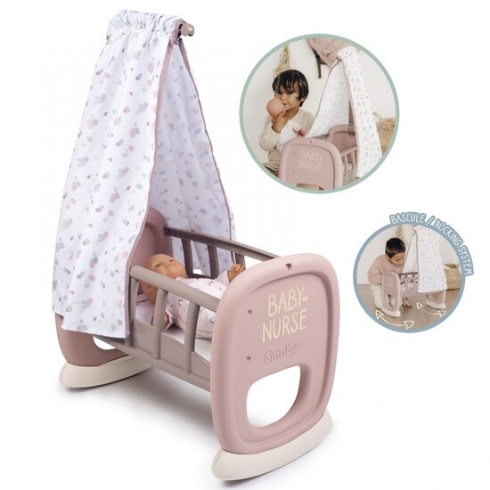 SMOBY Baby Nurse lopšys su baldakimu lėlei (iki 42 cm)