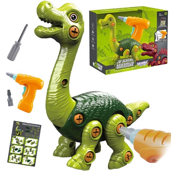 WOOPIE Dinozauras Brachiozauras – konstruktorius su elektrine grąžtuvu, 31 el.