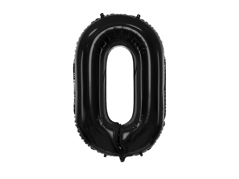 Folinis balionas skaičius "0", juodos spalvos 