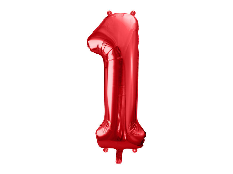 Folinis balionas skaičius "1", raudonos spalvos (86 cm)