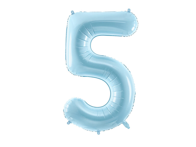 Folinis balionas skaičius "5", žydros spalvos (86 cm)