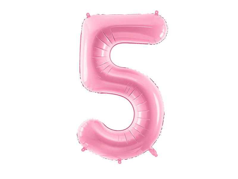 Folinis balionas skaičius "5", rožinės spalvos (86 cm)
