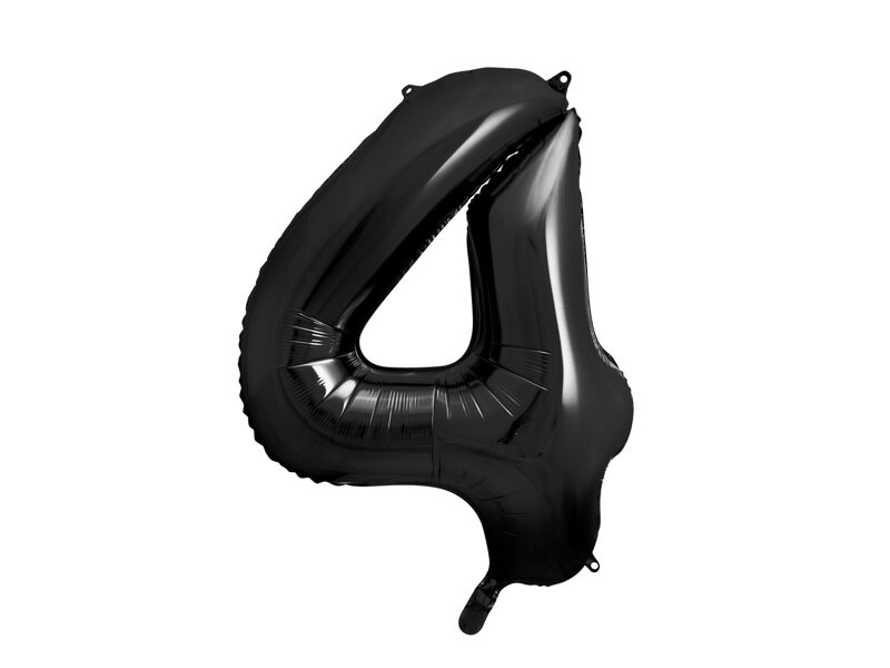 Folinis balionas skaičius "4", juodos spalvos (86 cm)