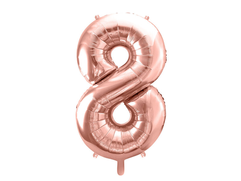 Folinis balionas skaičius "8", rožinio aukso spalvos (86 cm)