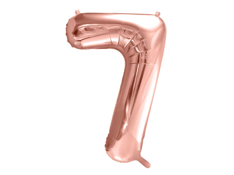 Folinis balionas skaičius "7", rožinio aukso spalvos (86 cm)