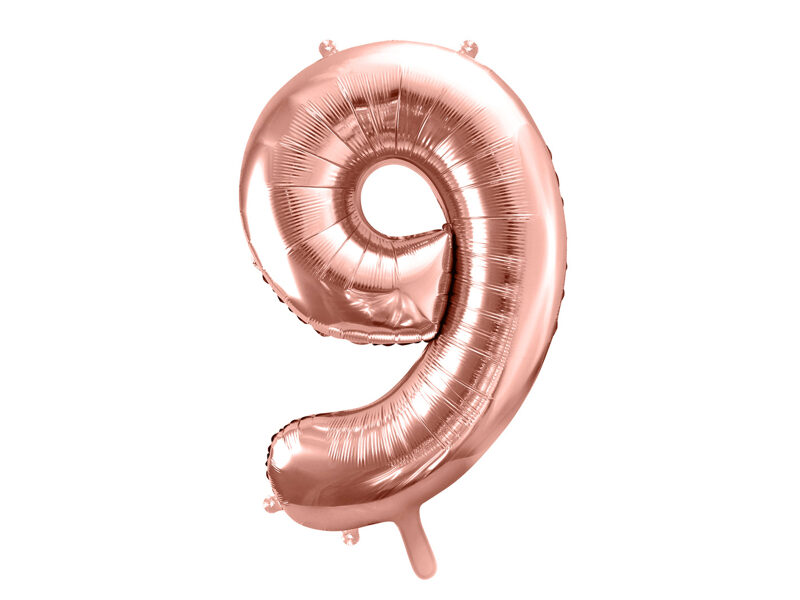 Folinis balionas skaičius "9", rožinio aukso spalvos (86 cm)