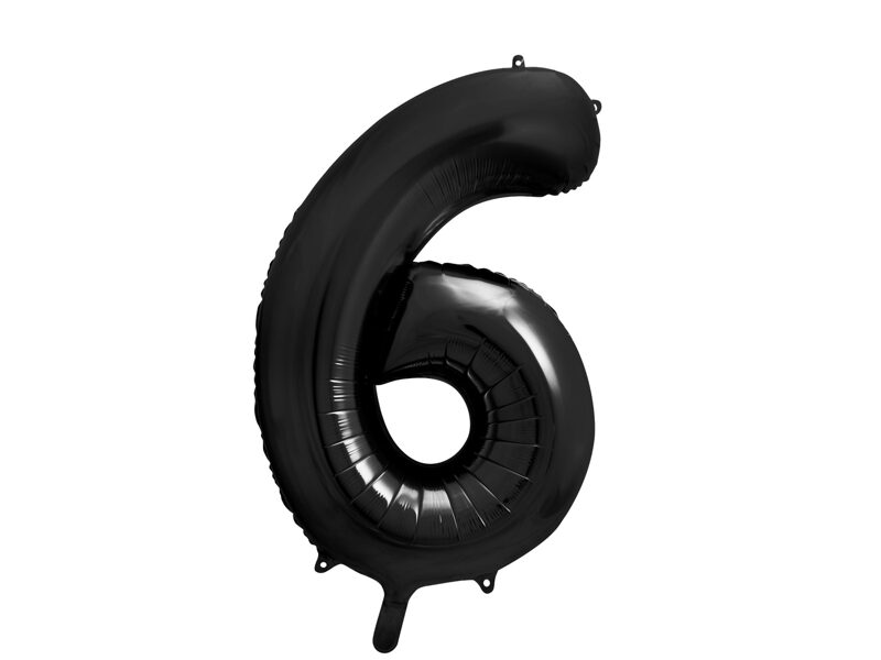 Folinis balionas skaičius "6", juodos spalvos (86 cm)