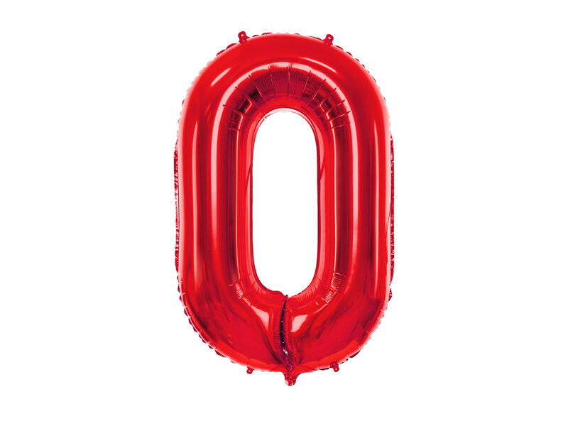 Folinis balionas skaičius "0", raudonos spalvos (86 cm)