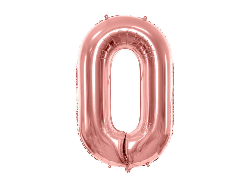 Folinis balionas skaičius "0" rožinio aukso spalvos (86 cm)