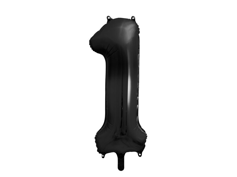 Folinis balionas skaičius "1", juodos spalvos (86 cm)
