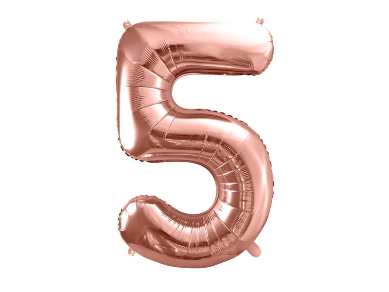 Folinis balionas skaičius "5", rožinio aukso (86 cm)