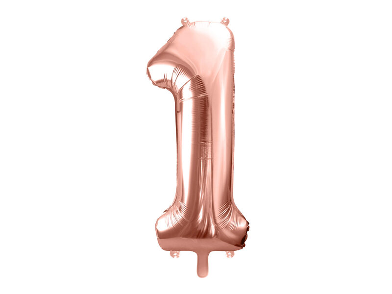 Folinis balionas skaičius "1", rožinio aukso spalvos (86 cm)