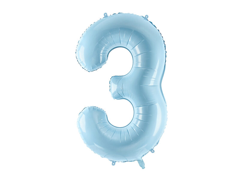 Folinis balionas skaičius "3", žydros spalvos (86 cm)