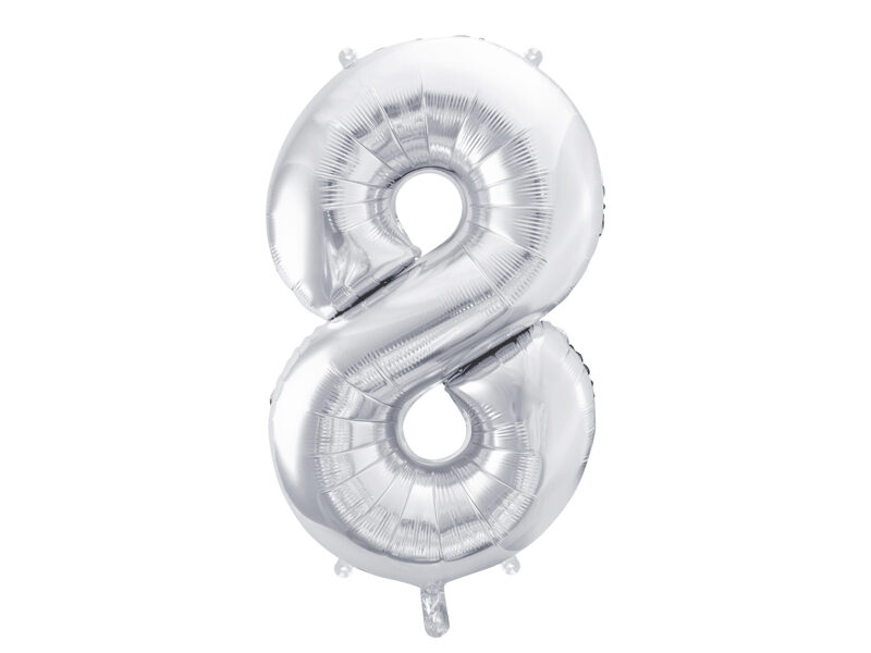 Folinis balionas skaičius "8", sidabrinės spalvos (86 cm)