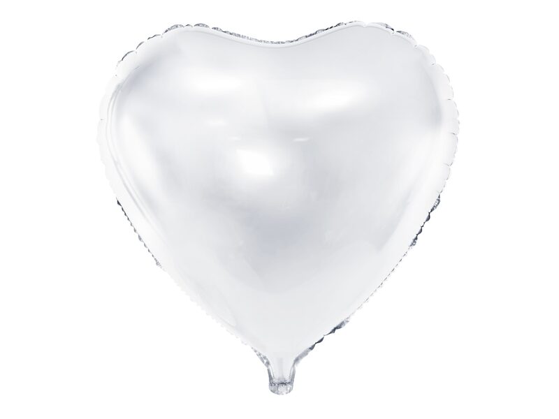 Folinis balionas širdelė, baltos spalvos (48 cm)